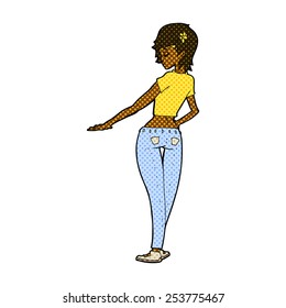 caricatura estilo libro de historietas retro linda chica en jeans y tee