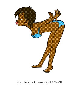 historieta de estilo retro con dibujos animados para una chica en bikini