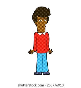 caricatura estilo libro de historietas retro aburrido hombre encogiéndose hombros