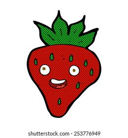 retro comic book style cartoon happy strawberry