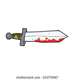 caricatura estilo libro de historietas retro espada sangrienta