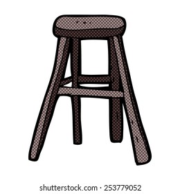 retro comic book style cartoon wooden stool
