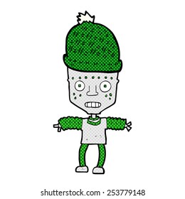 retro comic book style cartoon robot wearing hat