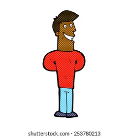 retro comic book style cartoon grinning man