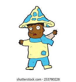 retro comic book style cartoon magical mushroom man
