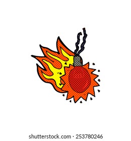 retro comic book style cartoon red hot light bulb