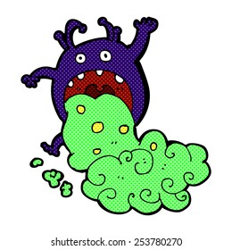 estilo de história em quadrinhos retrô desenho animado monstro bruto sendo doente