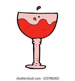 copa de vino de dibujos animados estilo libro de historietas retro