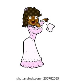 caricatura estilo libro de historietas retro mujer victoriana deja pañuelo