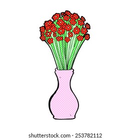 retro comic book style cartoon flowers in pot