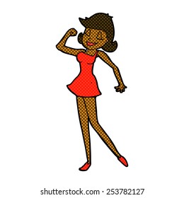 retro comic book style cartoon woman with can do attitude