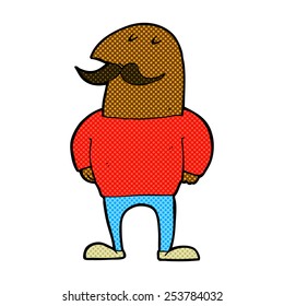 retro comic book style cartoon bald man with mustache