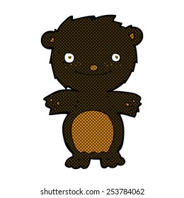 retro comic book style cartoon happy little black bear