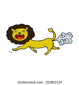 retro comic book style cartoon farting lion