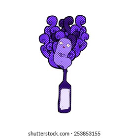 retro comic book style cartoon ghost in bottle