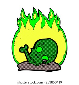 retro comic book style cartoon burning old bones