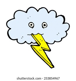 Retro Comic Book Style Cartoon Lightning Bolt And Cloud