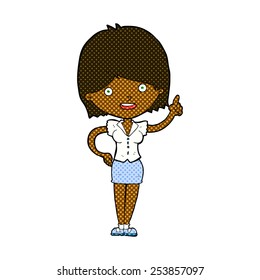 retro comic book style cartoon woman with idea