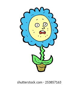 retro comic book style cartoon flower with face