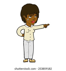 retro comic book style cartoon woman pointing
