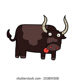 retro comic book style cartoon bull