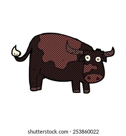 retro comic book style cartoon cow
