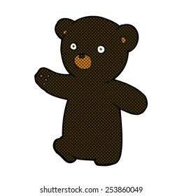 retro comic book style cartoon black bear cub