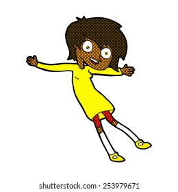 retro comic book style cartoon crazy excited girl