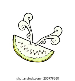 retro comic book style cartoon melon slice
