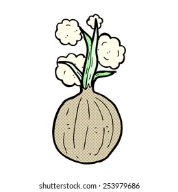 cebolla de dibujos animados estilo libro de historietas retro