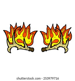 retro comic book style cartoon flaming antlers