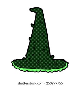 caricatura estilo libro de historietas retro sombrero de bruja espeluznante
