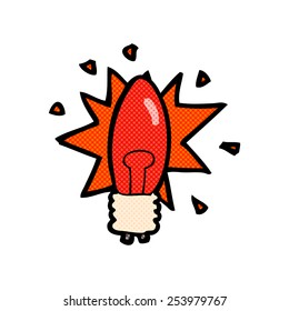 retro comic book style cartoon red light bulb
