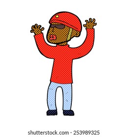 retro comic book style cartoon security man panicking