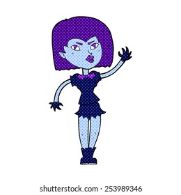 caricatura estilo libro de historietas retro linda chica vampiro