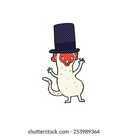 caricatura estilo libro de historietas retro mono en sombrero superior