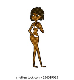 caricatura estilo libro de historietas retro mujer en bikini