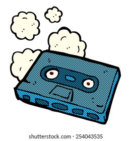 retro comic book style cartoon cassette tape