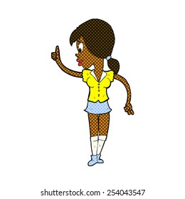 retro comic book style cartoon girl with idea