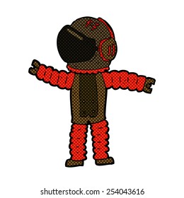 retro comic book style cartoon astronaut reaching