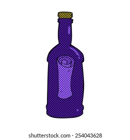 carta de dibujos animados estilo libro de historietas retro en una botella