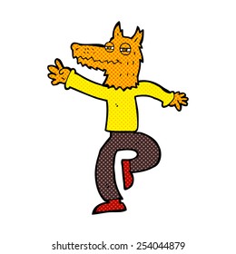 retro comic book style cartoon happy fox man