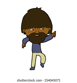 retro comic book style cartoon bearded man pointing and laughing