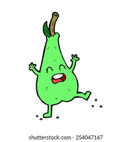 retro comic book style cartoon happy dancing pear