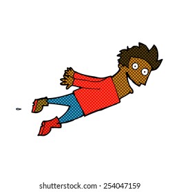 retro comic book style cartoon drenched man flying