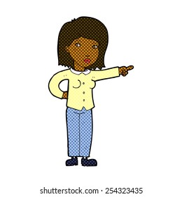 retro comic book style cartoon woman pointing