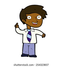 retro comic book style cartoon school boy with idea