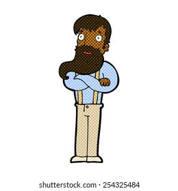retro comic book style cartoon bearded hipster man