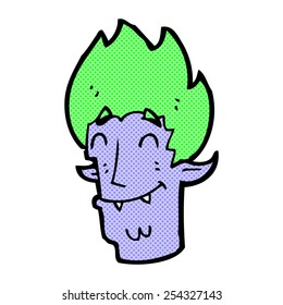 estilo de quadrinhos retrô desenho animado cabeça vampiro feliz