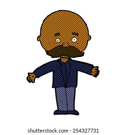 retro comic book style cartoon bald man with open arms